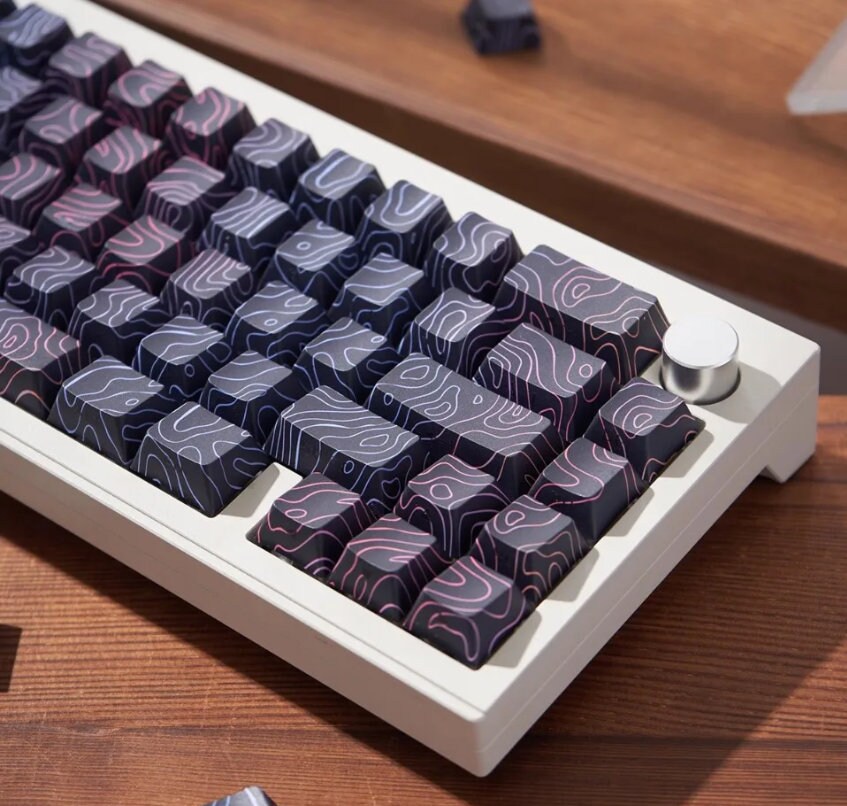Canyon Keycap Set, Side Print Keycap Set, Black Waves Backlit Keycap