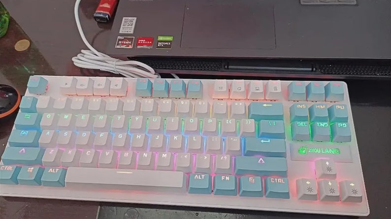 Pastel Lighting Keyboard, 87 Keys USB Wired Gaming Keyboard, Modern Mechanical Gaming Keyboard, Office Game Mechanical Keyboard Mouse Set Bild 5