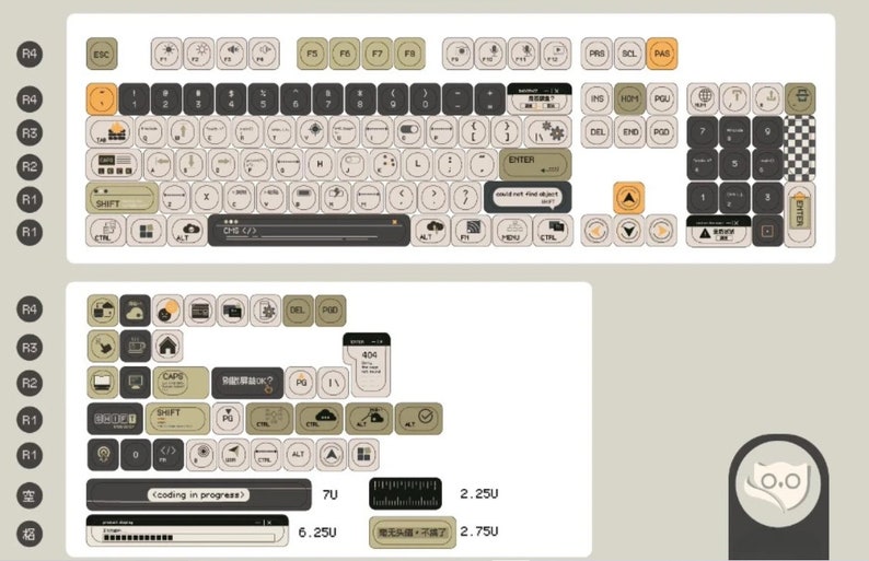 Japanese Programmer Keycap Set, Retro Keycap Set, Programmer Keycaps, EOA Profil Keycaps, Keycaps for Mechanical Keyboard, Gift for him Keycap Set