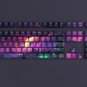 Backlit space Interstellar Keycap Set, Set 135pcs, Cherry Profile for Mechanical Keyboard, Cyberpunk Keycap Set, Neon Keycap Set, Gifts image 6