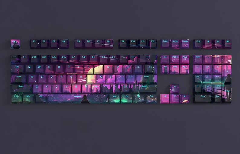 Backlit space Interstellar Keycap Set, Set 135pcs, Cherry Profile for Mechanical Keyboard, Cyberpunk Keycap Set, Neon Keycap Set, Gifts image 6