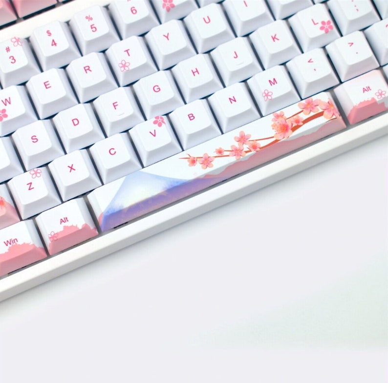 Japanese Backlit Cherry Blossom Keycaps Set, Side Printed Keycaps