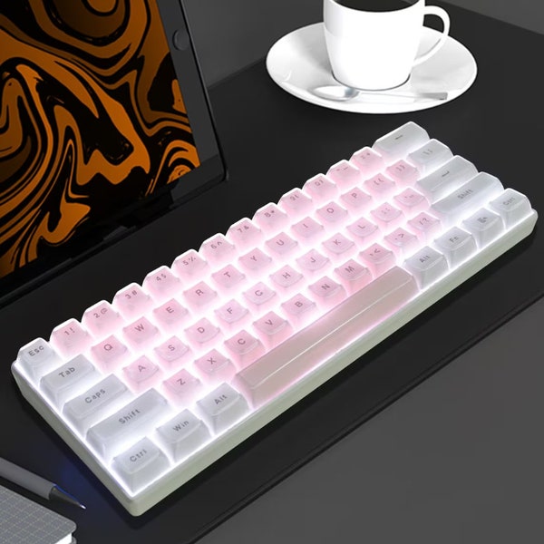 Pink Ice Crystal Keycaps Set, ABS OEM Profile Cute Jelly Round Keycap, 117Key, MX Switch Mechanical Girl Gamer Keycap, Keyboard Accessories