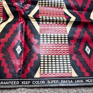African Wax Print Fabric 6 Yards, Super Paksa Java Red Black Gold Geometric Ankara Cotton Fabric Full Bolt Sewing Crafting 46 Wide