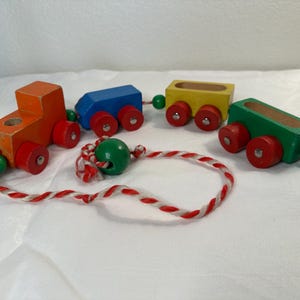 Vintage Wooden Pull Train, vintage toys, toy train, toddler toys, nursery decor, Heros Wooden toy train