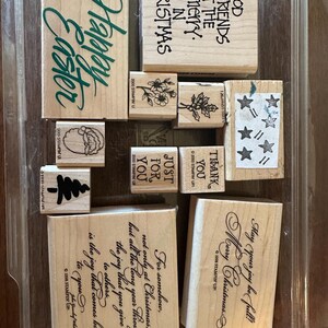 Sellos navideños de Stampin Up, sellos de goma Merry Christmas, Stampin Up vintage, sello Missle Toe, suministros para manualidades de papel, creación de tarjetas navideñas