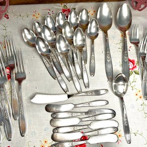 1847 Roger&#39;s Bros Ambassador Silberplatte 1919, Master Butter Buttermesser mit flachem Griff, Beerenlöffel, individuelle Salatgabeln, Esslöffel-Set