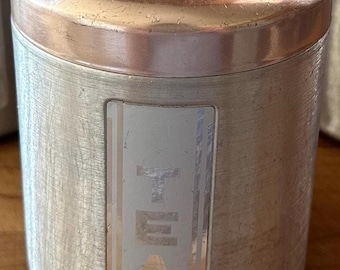 Bote de aluminio vintage para dama de honor, bote para té, cocina de mediados de siglo, almacenamiento de cocina retro de estilo rústico, aluminio tono cobre