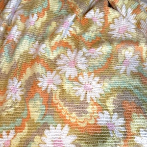 Cobertor Sears Flower Power Full Vintage 84” x 63”, cobertor Groovy, cobertor com borda de cetim, cobertor Waffle Weave, colcha leve