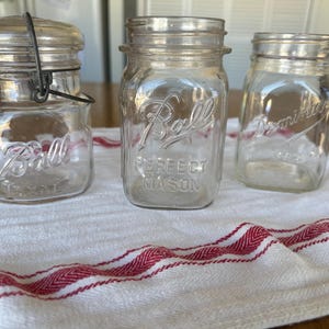 Vintage Canning Ball Jars, Ball Jar Glass Lid,  Dominion Mason Jar, Ball Ideal, Ball Perfect Mason, Mason Jars, Vintage glassware