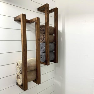 Shelf Bathroom Towel Rail, Bathroom Wooden Towel Rack Blanket Storage, House Warmer Gift, Washroom Storage