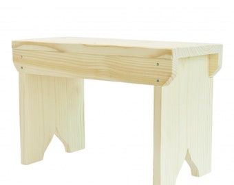 Tritthocker aus natürlichem Holz, rustikaler Shabby-Chic-Stil, rechteckiger Sitz, mehrere Skandinavien