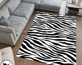 Zebra Stripe Rug, Zebra Skin Rug, Zebra Pattern Rug, Zebra Area Rug, Animal Print Rug, Black White Stripe Rug, Personalized Gift, Modern Rug