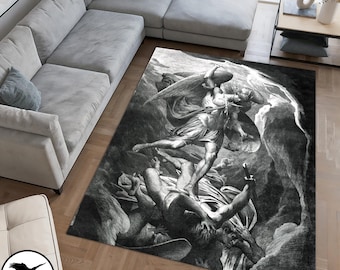 The Mouth of Hell Design Rug, Renaissance Theme Rug, Gothic Design Rug, Dante Design Rug, Paradise Lost Rug, Gothic Art Rug, Unique Rug