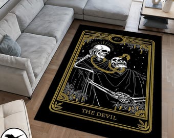 Duivelschedeltapijt, horrorschedel duivelskleed, gotisch vloerkleed, zielenkleed, fantastisch tapijt, horrortapijt, decorkleed, decoratief tapijt, cadeau-ideeën