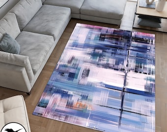 Dark Purple Abstract Rug, Navy With Gray Rug, Rugs For Living Room And Bedroom, Washable Rug, Purple Rug, Home Gift Rug, Area Rug, Luxry Rug