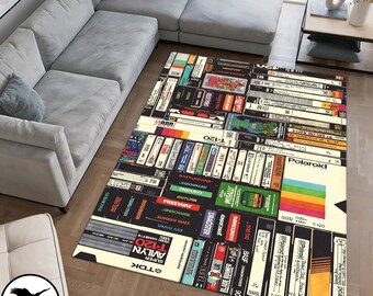 Classic Cassette Rug, 90s Rug, Retro Design Rug, Tape Rug, Non Slip Carpet, Custom Cassette Rug, Music Rug, Rug for Living Room, Retro Rug