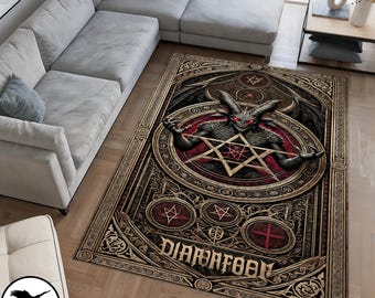 Horror Rug For Satanic Decor, Satan Rug For Gothic Home Decor, Devil Worship Decor Rug, Gothic Rug, Horror Fan Gift, Dark Area Rug, Unique