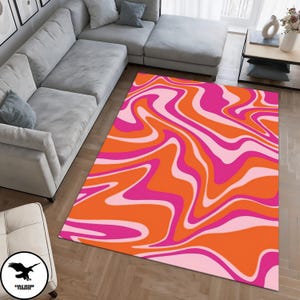 Psychedelic Pattern Rug, Modern Rug, Area Rug, Pink Rugs, Orange Rug, Thin Rug, Large Rug, Outdoor Rug, Abstract Rug,Popular Rug,Unique Rug