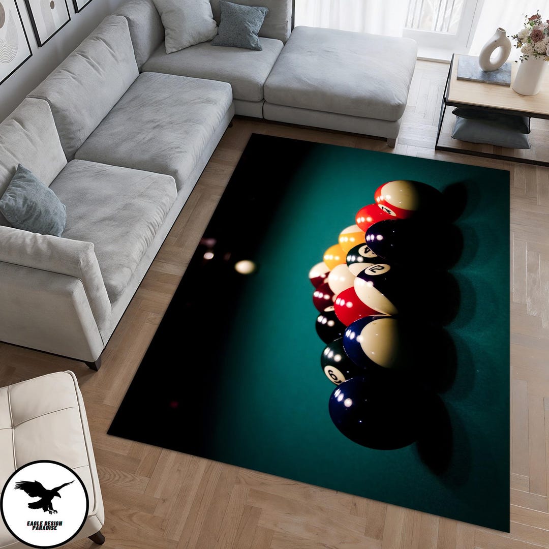 Billiards Rug, Billiards Fan Club Decor Carpet, Decorative Floor Mat ...