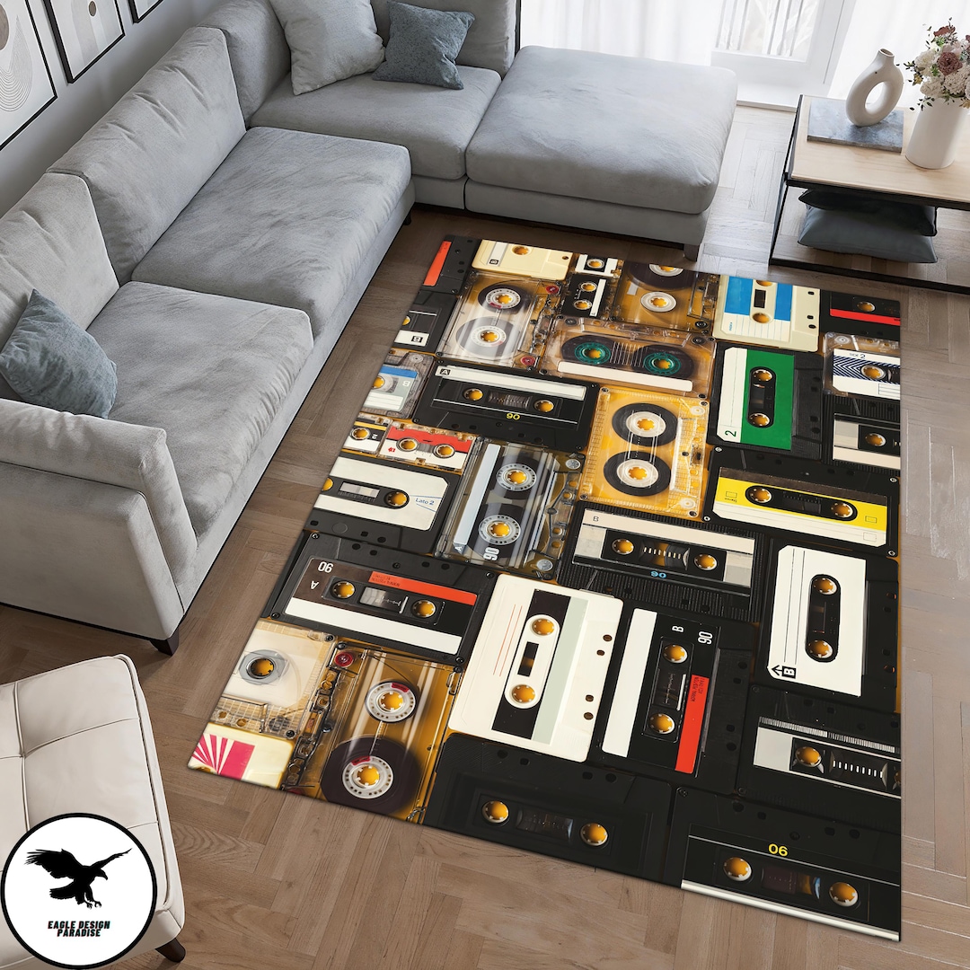 90s Rug, Classic Cassette Rug, Retro Design Rug, Tape Rug, Non Slip ...