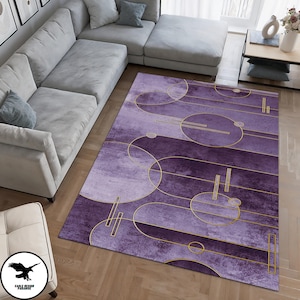 Modern Shapes Rugs, Modern Rug, Nursery Rug, Modern Purple Rug, Cool Rug, Gift For Her Rug, Abstract Rug, Front Door Rug, Chenille Rug