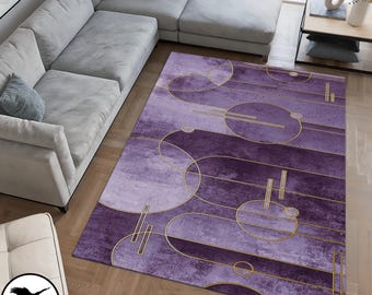 Modern Shapes Rugs, Modern Rug, Nursery Rug, Modern Purple Rug, Cool Rug, Gift For Her Rug, Abstract Rug, Front Door Rug, Chenille Rug