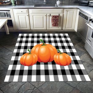 Tapis de cuisine citrouille, tapis à motifs, tapis orange, tapis modernes, jolis tapis, tapis d'halloween, tapis de décoration de bureau, décoration de cuisine, cadeaux pour maman,