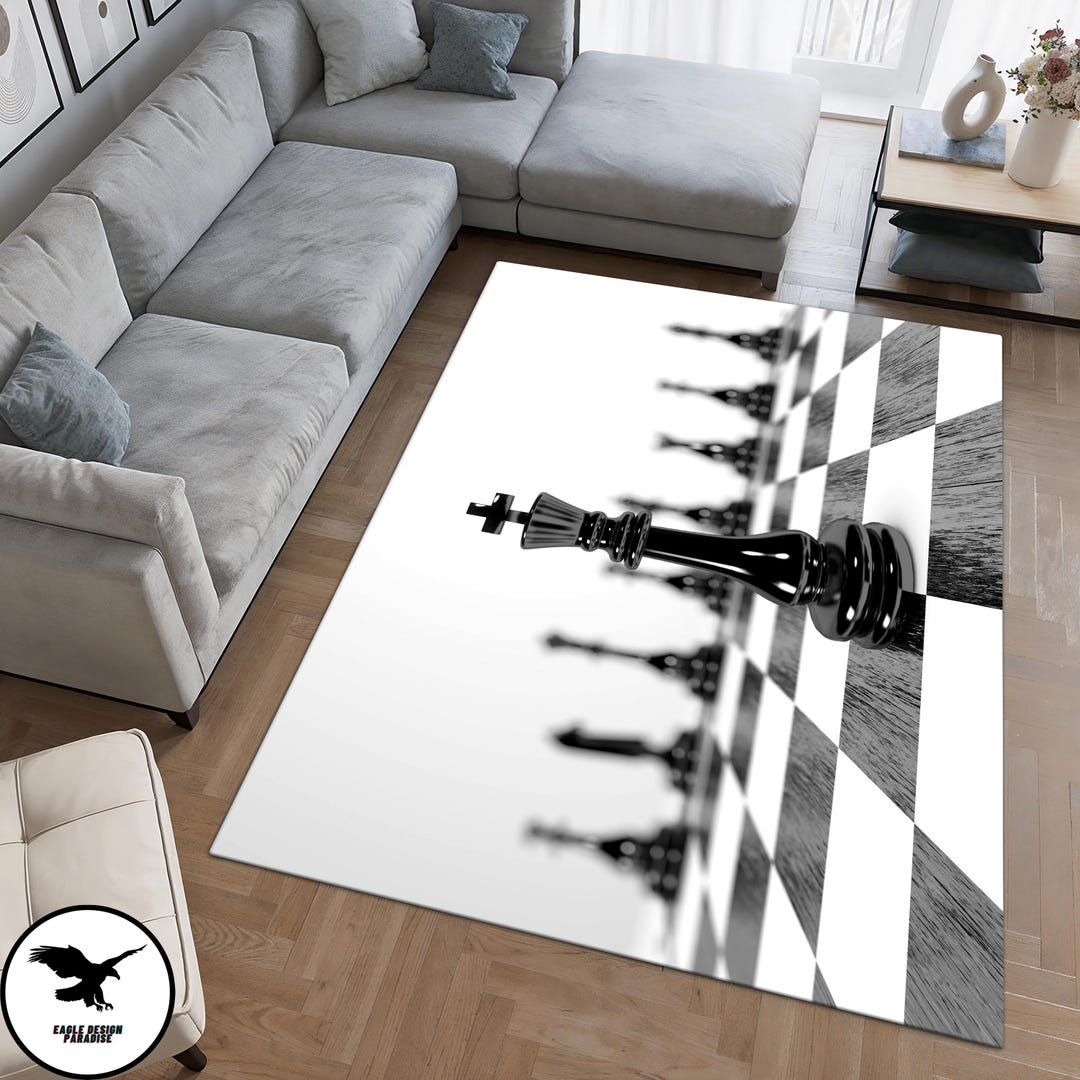 3D Chess Rug, Chess Set Rug, Gift for Chess Lovers, Game Room Rug ...