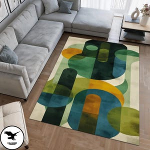 Mid Century Modern Area Rug, Mid Century Rug, Geometric Rug, Room Rug, Mid Century Modern Decor, Minimalist Rug, Retro Rug, Rug For Bedroom