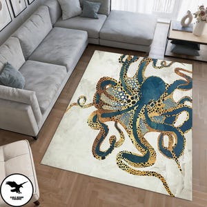 Octopus Rug, Animal Rug, Colorful Rug, Classic Rug, Office Decor Rug, Anti-Slip Carpet, Octopus Rugs, Luxury Rug, Housewarming, Kitchen Rug