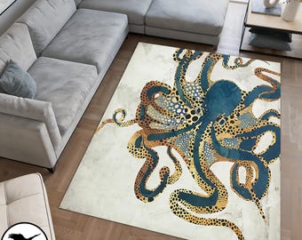 Octopus Teppich, Tierteppich, Bunter Teppich, Klassischer Teppich, Bürodekor-Teppich, rutschfester Teppich, Octopus-Teppich, Luxusteppich, Housewarming, Küchenteppich