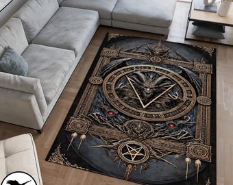 Horror Rug For Satanic Decor, Satan Rug For Gothic Home Decor, Devil Worship Decor Rug, Horror Fan Gift, Gothic Rug, Dark Area Rug, Unique