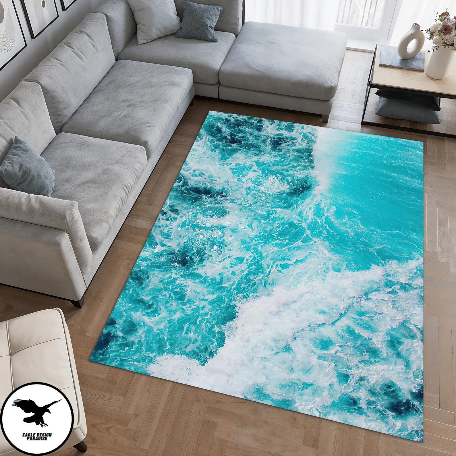 Aquatic Rug Ocean Rug, Beach Rug, Wave Sea Rug, Nautical Mat, Summer House Decor ...