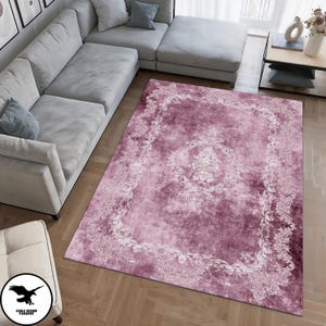 Tapis rose, esthétique tapis rose, tapis pour chambre à coucher, tapis Redbuds, décoration printanière pour la maison, tapis de salon, tapis imprimé, tapis lavable