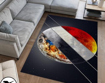 Eclipse of Planets Rug, Solar System Astronomy Space Educational Rug, Planets Rug, Minimalist Rug, Large Area Rug, Outdoor Rug, Gift Rug
