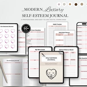 Può includere: Un diario digitale dell'autostima con oltre 50 pagine, con una copertina con un design a cuore. Include tracker delle abitudini, pianificatori dei pasti giornalieri e suggerimenti per l'autostima. Facile da usare.