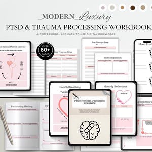 Può includere: Un quaderno di lavoro digitale per l'elaborazione di PTSD e traumi con oltre 60 pagine. Il quaderno di lavoro include pagine per l'esercizio mentale del palloncino, la preparazione pre-terapia, l'autocompassione e un rilevatore dell'umore.