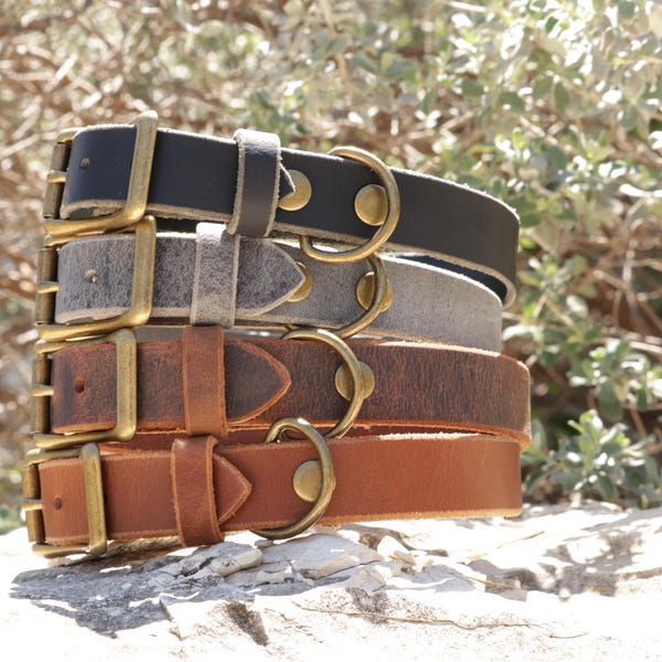 Handcrafted, Durable,Best selling, Premium Buffalo Leather Dog Collars for Small to Extra-large Dogs,