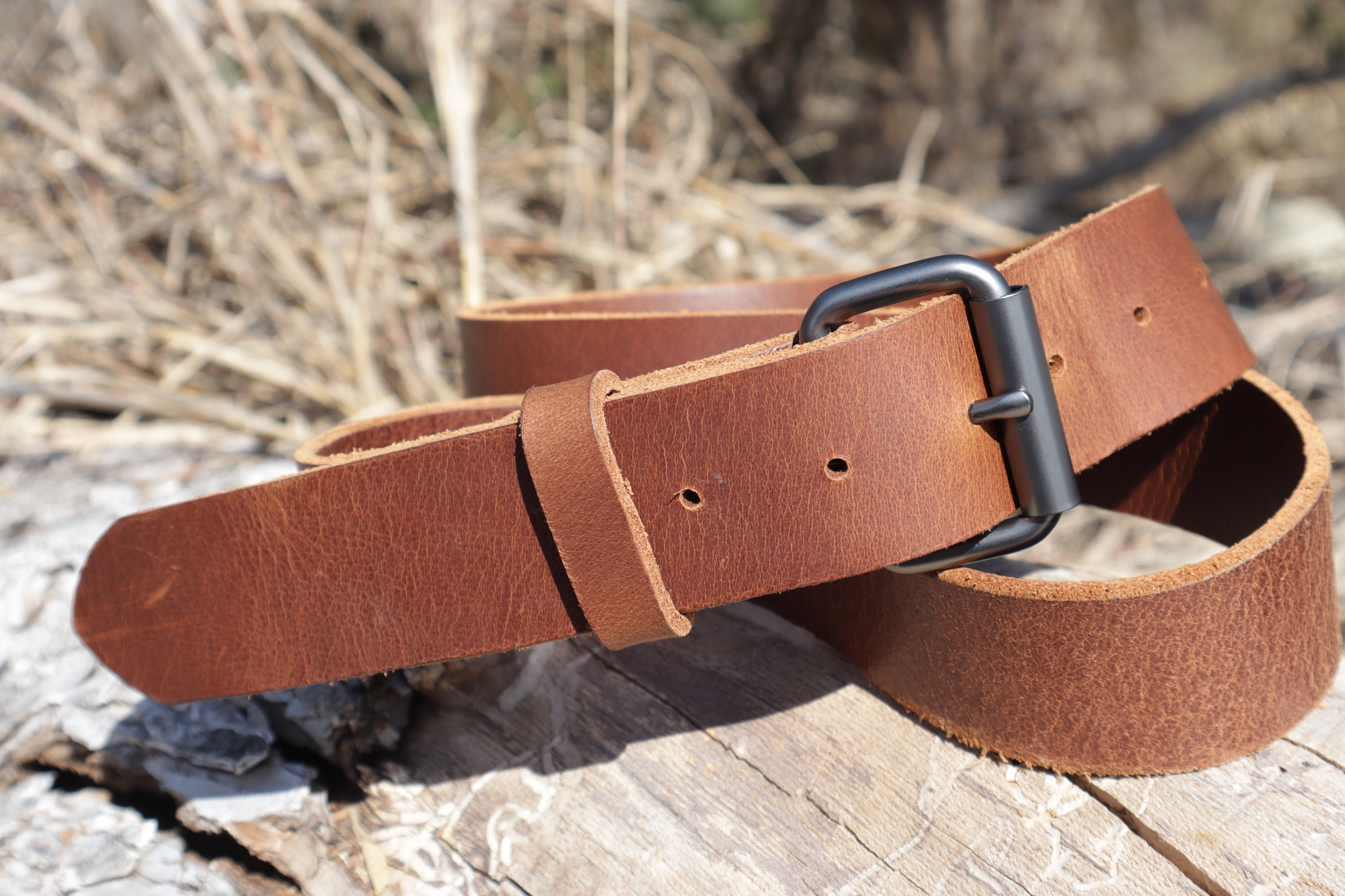 Unisex BUFFALO HIDE leather belt.? Rustic Brown Leather Belt | Stitched Water Buffalo W/ Snaps  main image 4