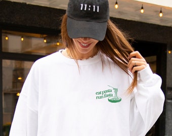 Eat Pasta Run Fasta Sweatshirt: Funny Meme Crewneck