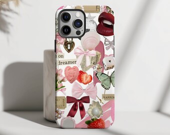 Collage Phone Case Coquette Aesthetic Collage Iphone case Pixel Case, Galaxy Case Cute Bow iPhone Case for iPhone 14 13 12