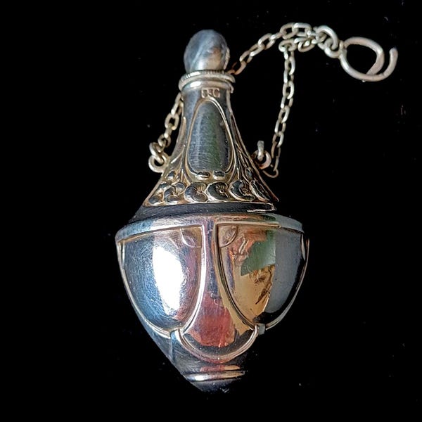 Art Nouveau 830 Silver Scent Bottle • Miniature Danish Perfume Flask