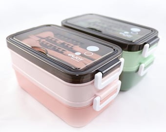 2 Lunchboxen met soepkom Groen en Roze