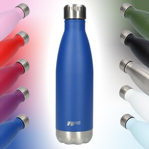 Stainless Steel Thermos Flask - Thermos Jug - Water Bottle - Drinking Bottle - Insulated Jug - Modern Design - Compact Size - Double Walled - 500ML - Blue - Navy