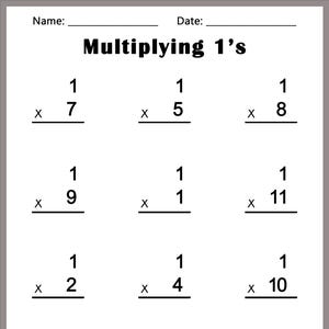 Multiplying Math Worksheets Up To 12