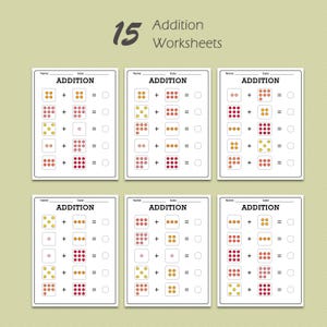 Dot Patterns For Addition Addition With Dots Math Worksheets: Numbers 1-9 (PDF Printable) - Etsy