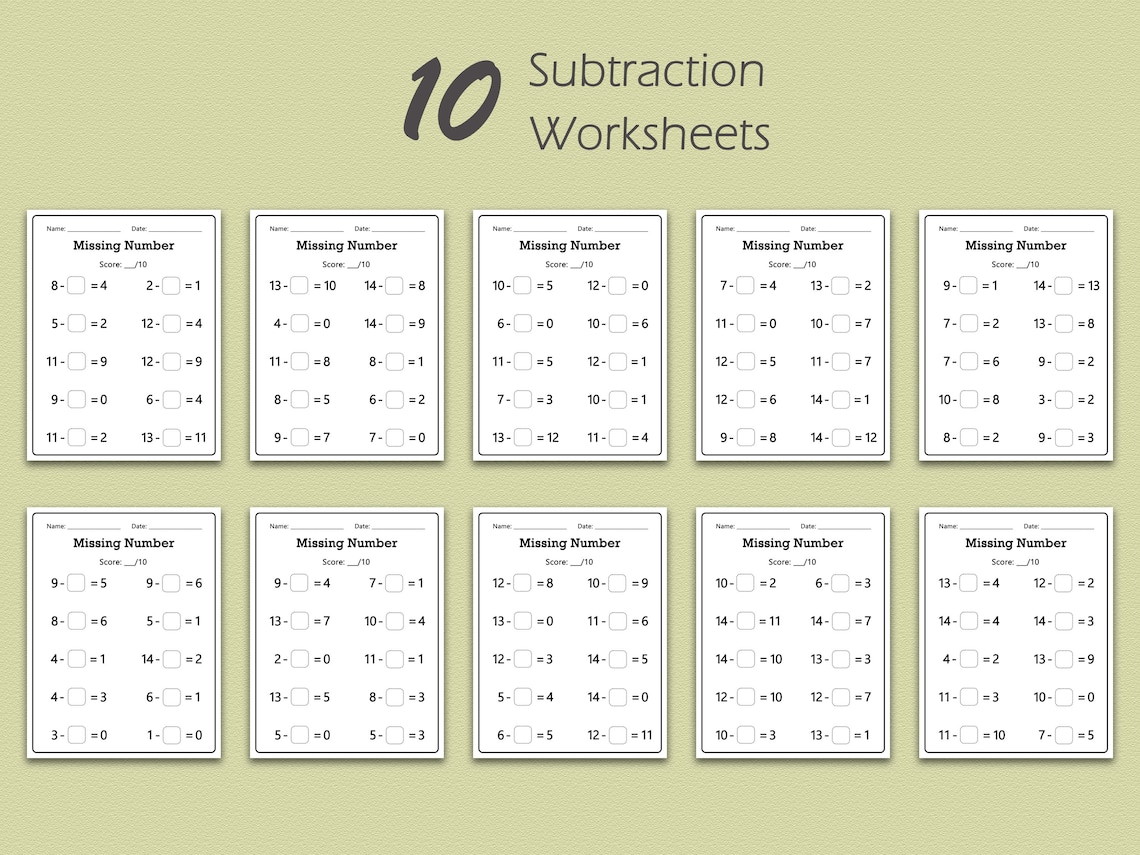 Missing Number Math Worksheets: Addition & Subtraction (PDF Printable ...