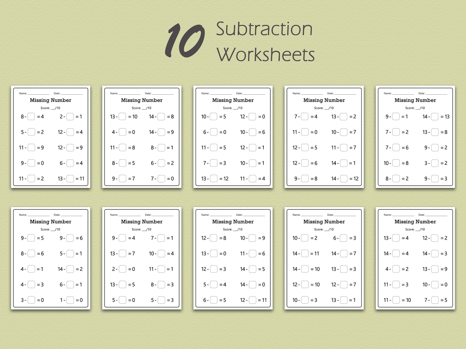 Missing Number Math Worksheets: Addition & Subtraction (PDF Printable ...
