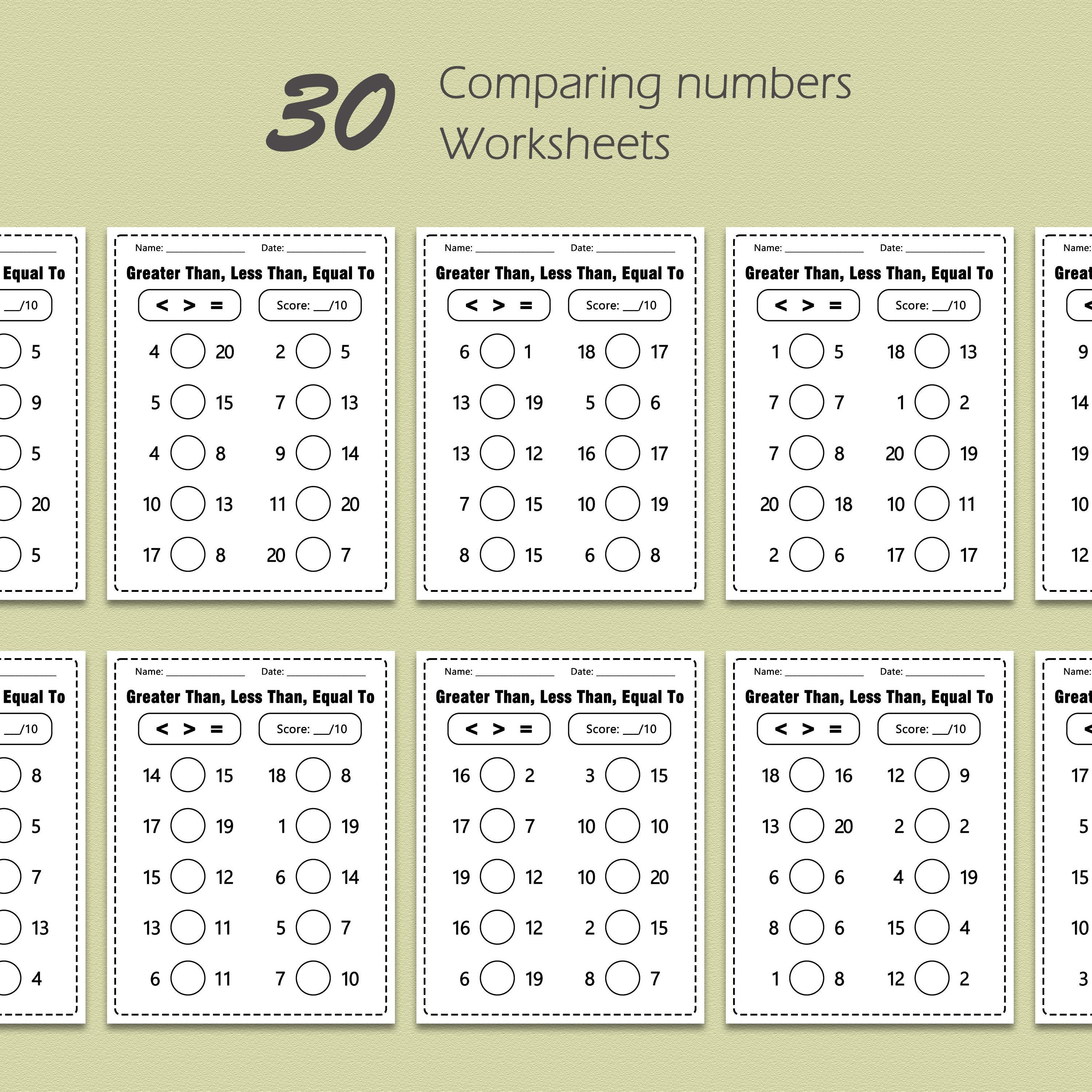 Comparing Numbers 1-20 | Greater Than, Less Than , Equal To ...
